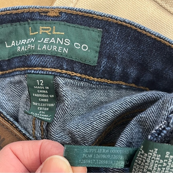 Lauren Ralph Lauren Dark Blue Denim Classic 5 Pocket Jeans Straight Ankle sz 12 - Picture 5 of 11